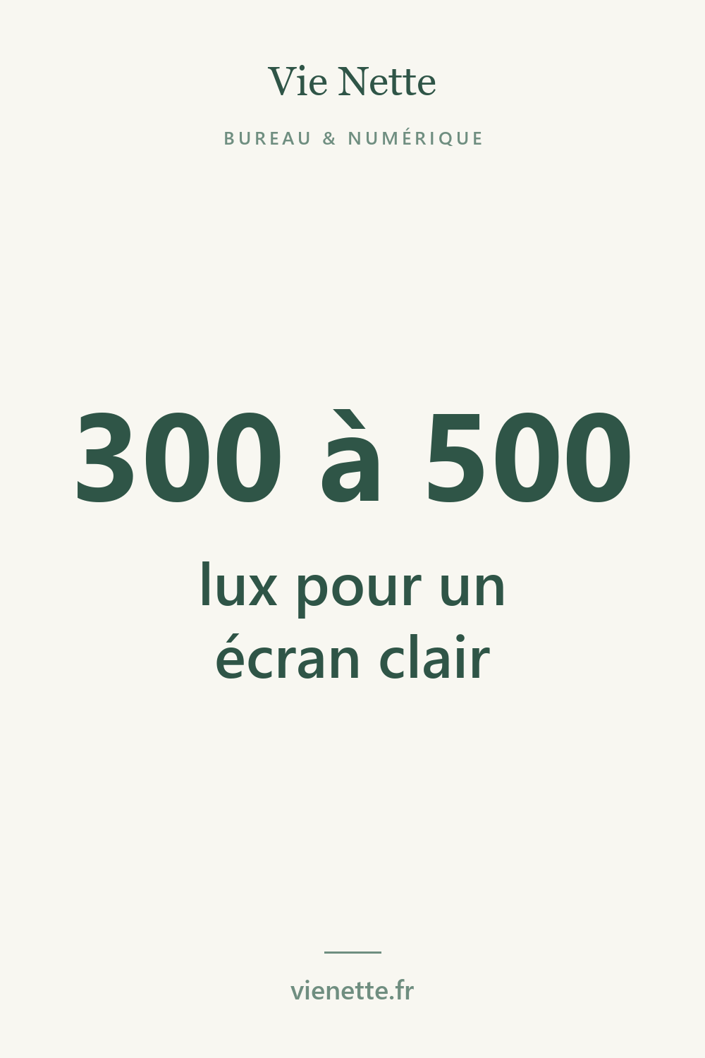 300 à 500 lux pour un écran clair