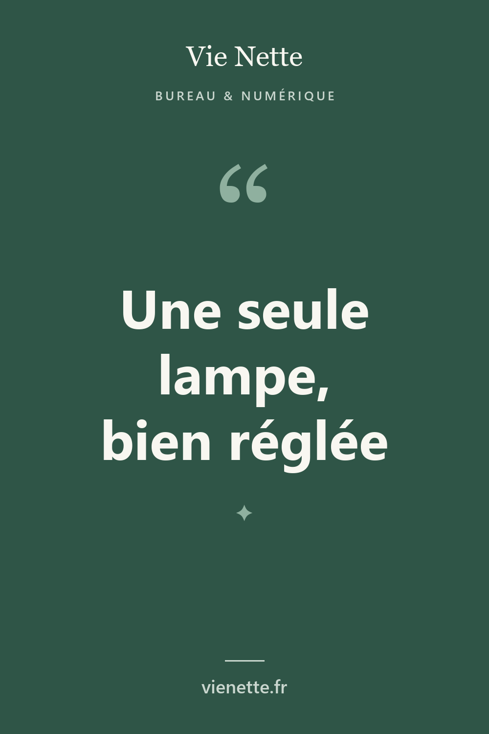 Une seule lampe, bien réglée